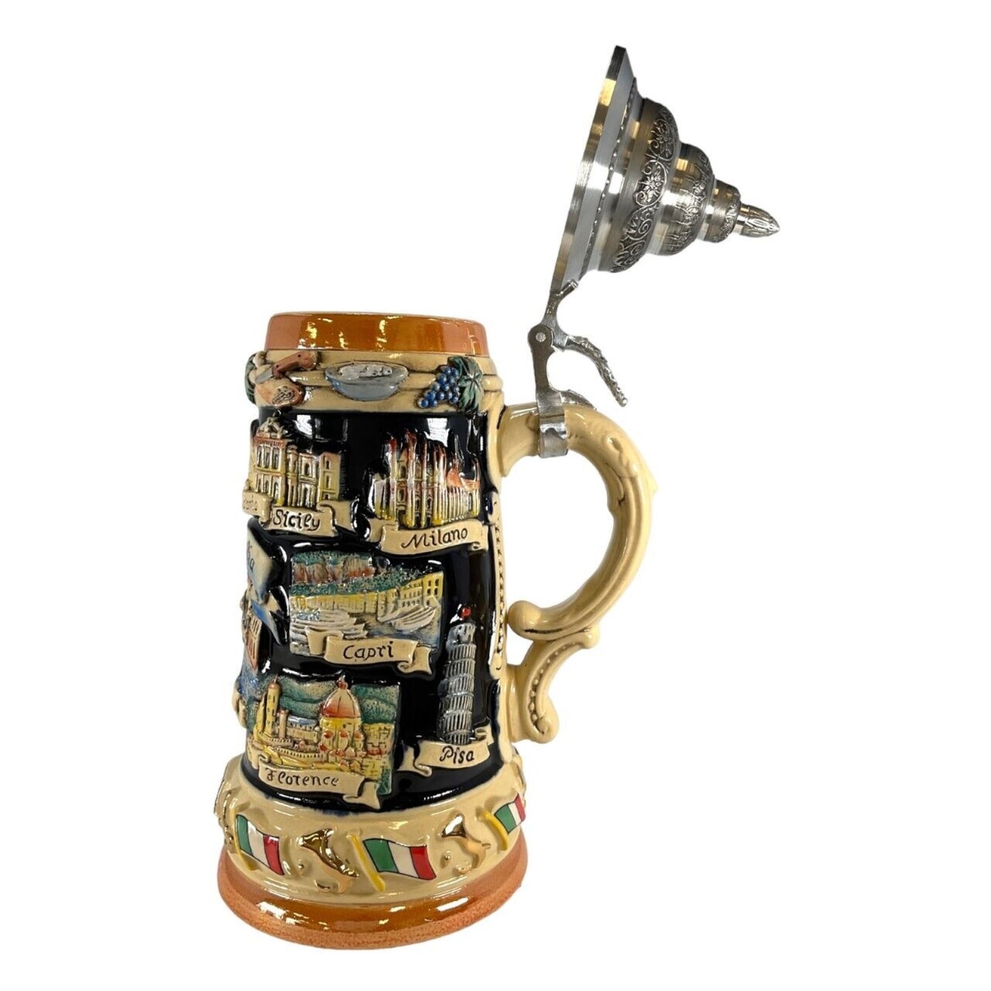 Pinnacle Peak Trading Italy Italia Panorama Relief LE German Stoneware Beer Stein .75 L Made Germany by King Werks