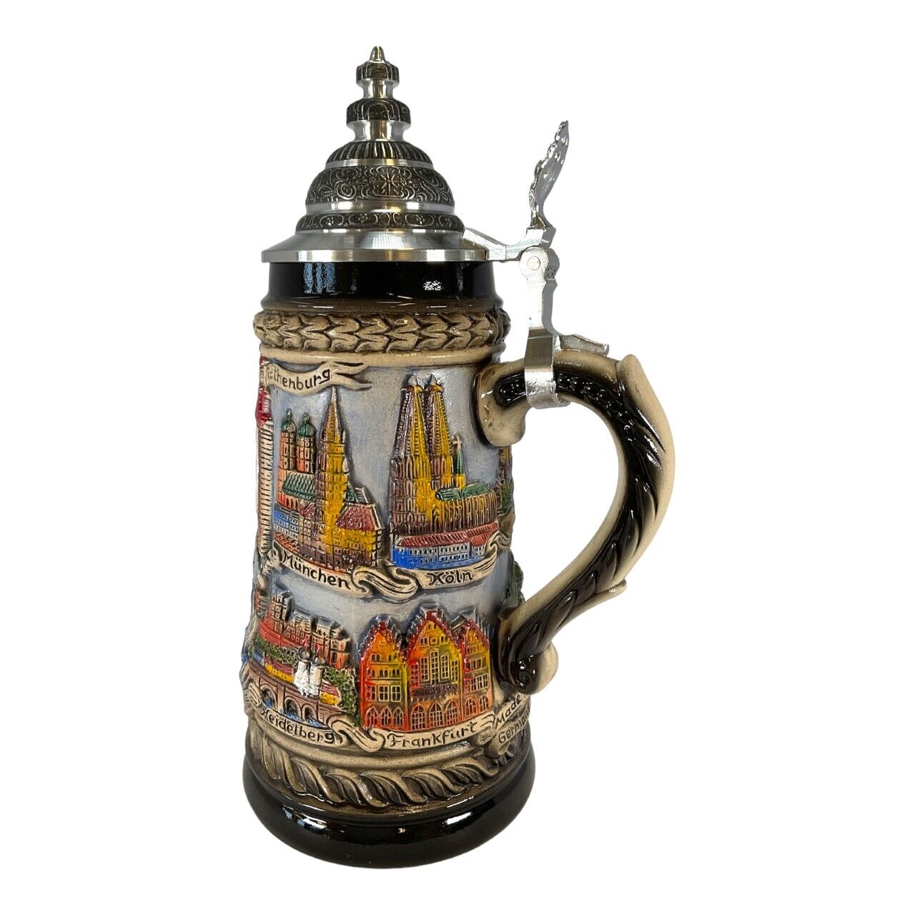 Deutschland Germany City Panorama Painted LE German Stoneware Beer Stein .5 L