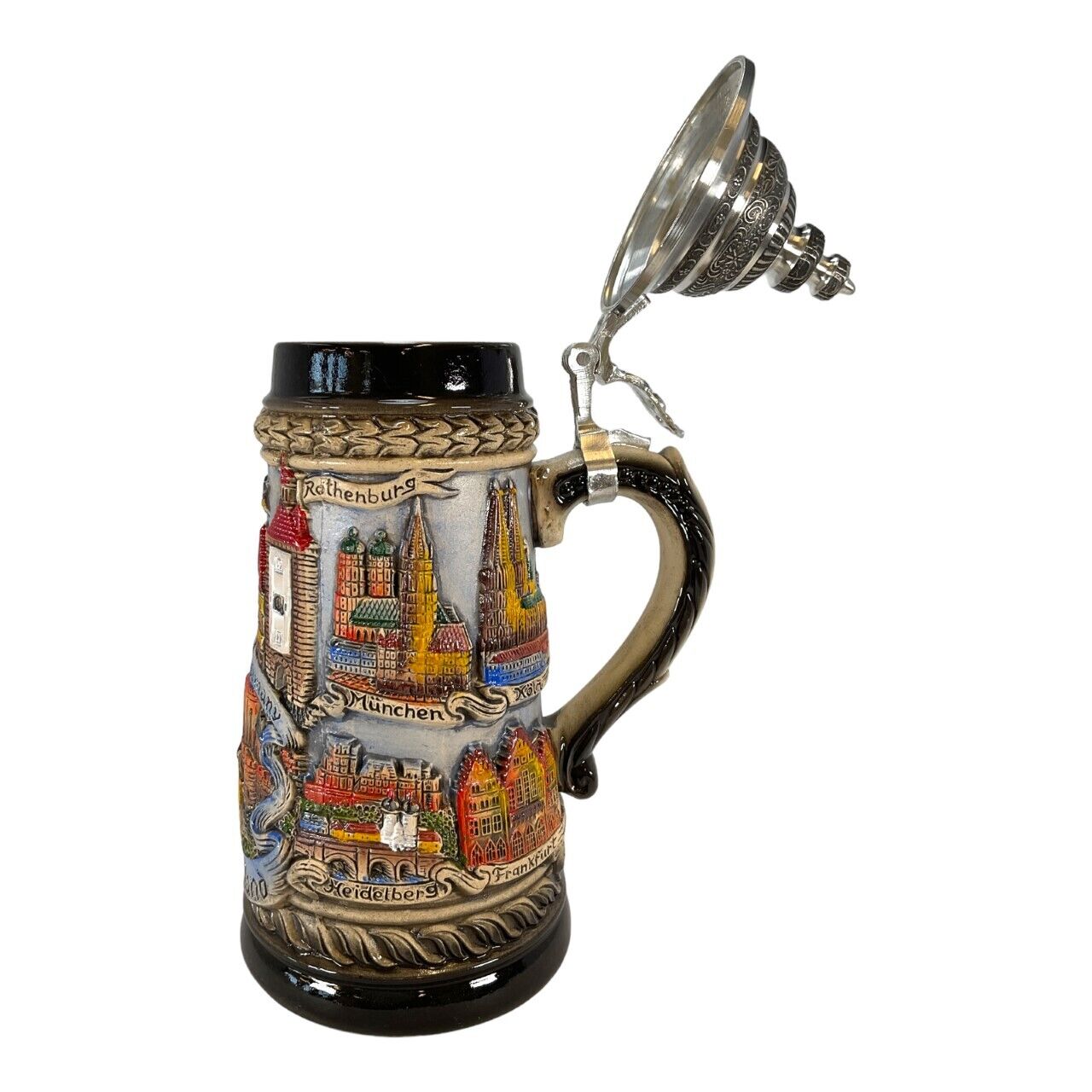 Deutschland Germany City Panorama Painted LE German Stoneware Beer Stein .5 L