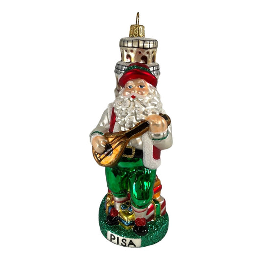 Pinnacle Peak Trading Italy Leaning Tower of Pisa Santa Polish Mouth Blown Glass Christmas Ornament