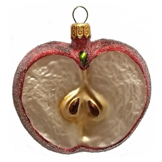 Pinnacle Peak Trading Slice of a Red Apple Fruit Polish Glass Christmas Ornament Holiday Decoration