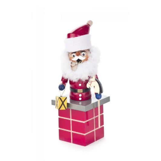 Pinnacle Peak Trading Santa Claus on Chimney German Wood Miniature Christmas Incense Smoker 5 Inch