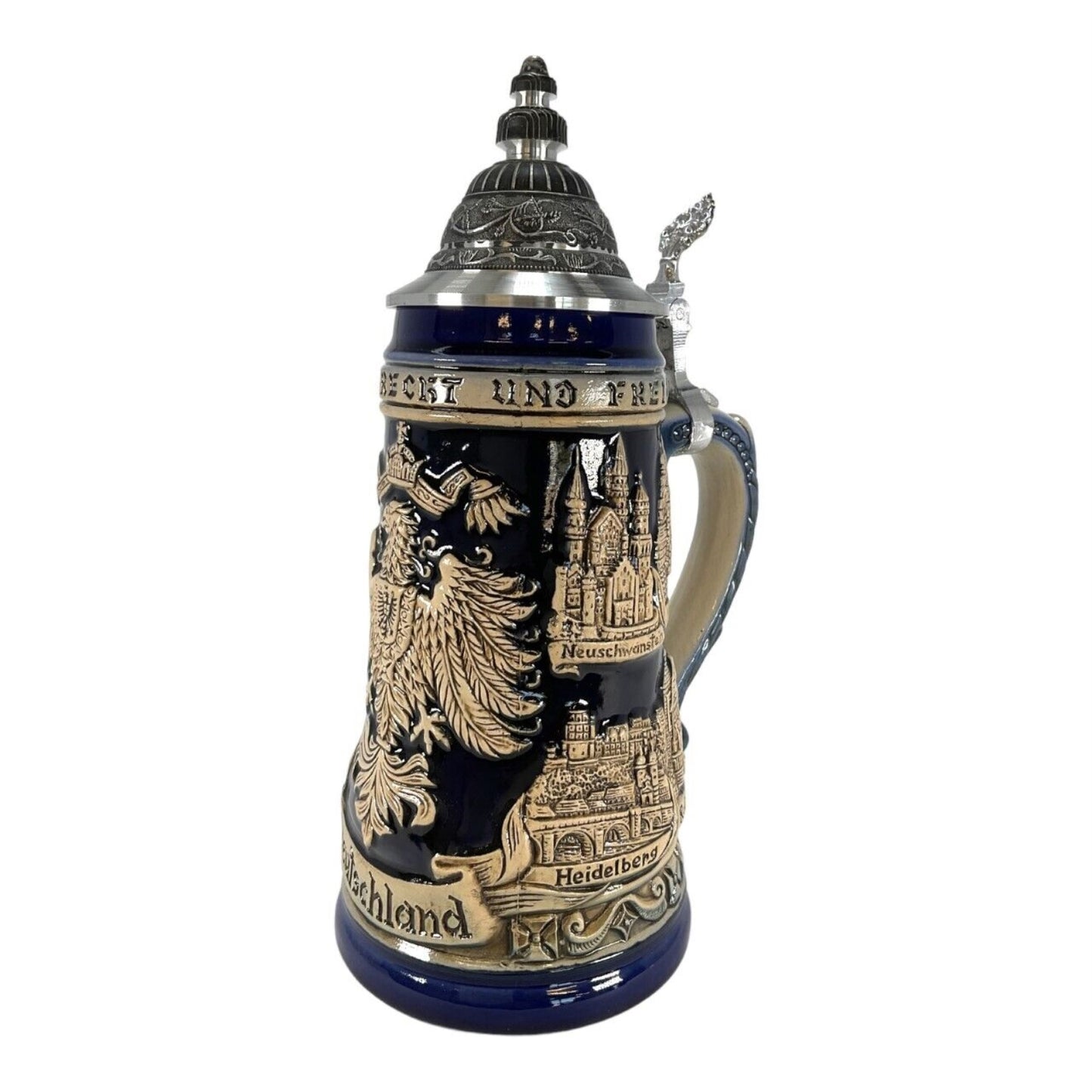 Germany Eagle City Panorama Rustic Blue LE German Stoneware Beer Stein .5 L