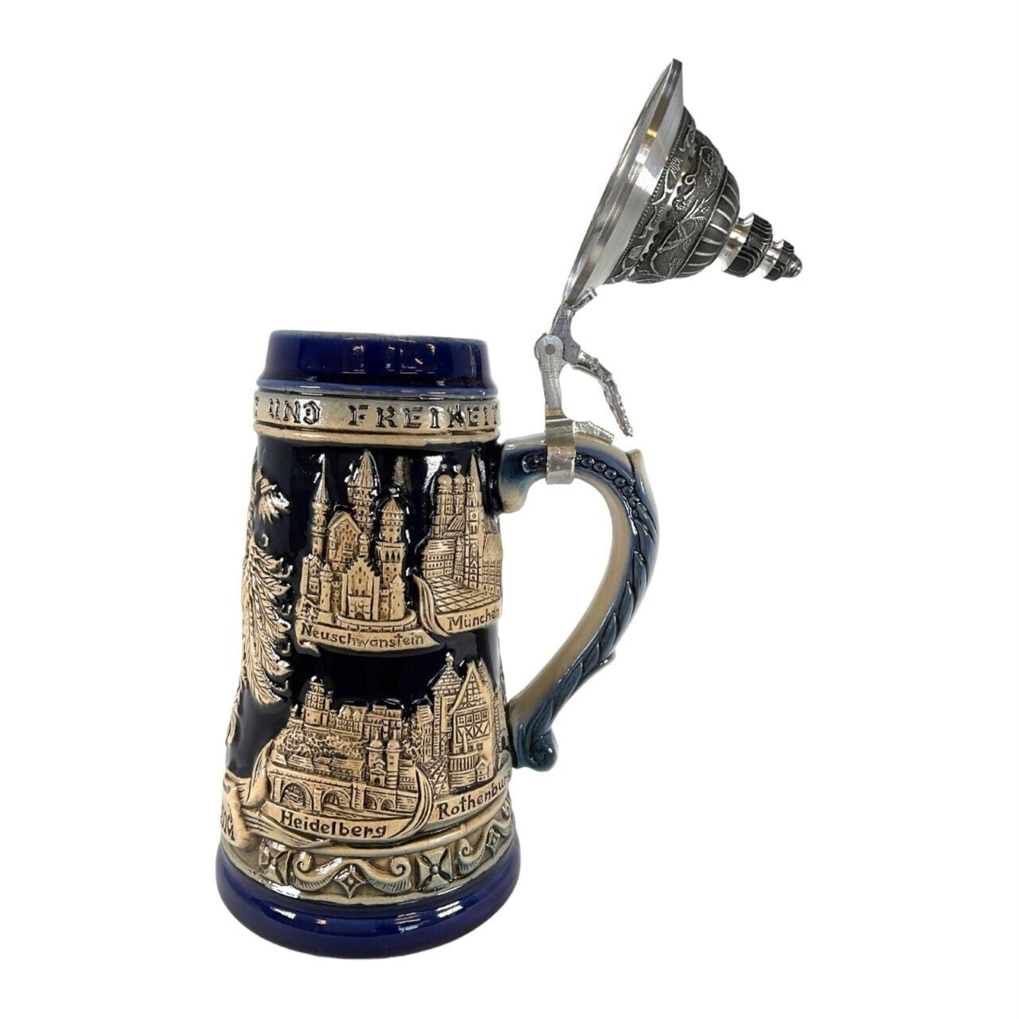 Germany Eagle City Panorama Rustic Blue LE German Stoneware Beer Stein .5 L