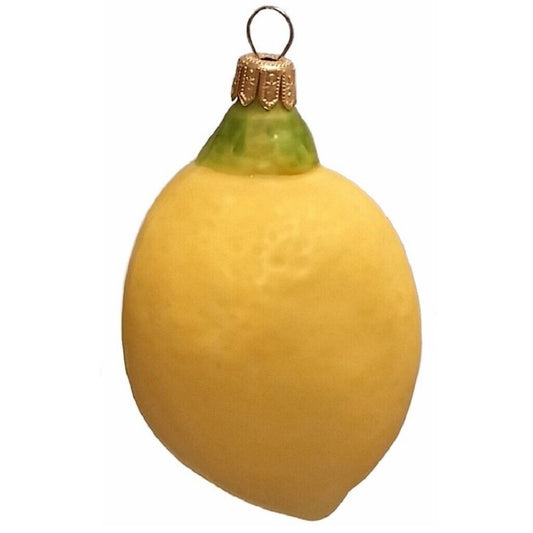 Pinnacle Peak Trading Lemon Citrus Fruit Polish Blown Glass Christmas Ornament Holiday Decoration