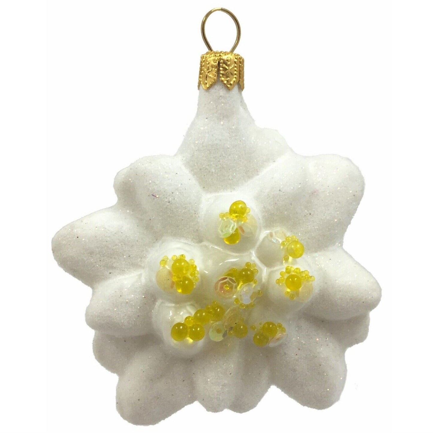 Edelweiss Flower Polish Glass Christmas Tree Ornament Decoration Made in Poland
