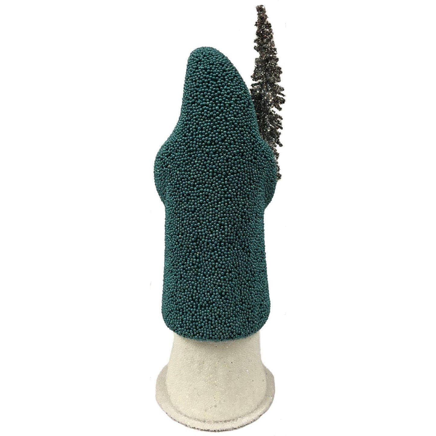 Ino Schaller Petrol Blue Beaded Santa German Paper Mache Candy Container