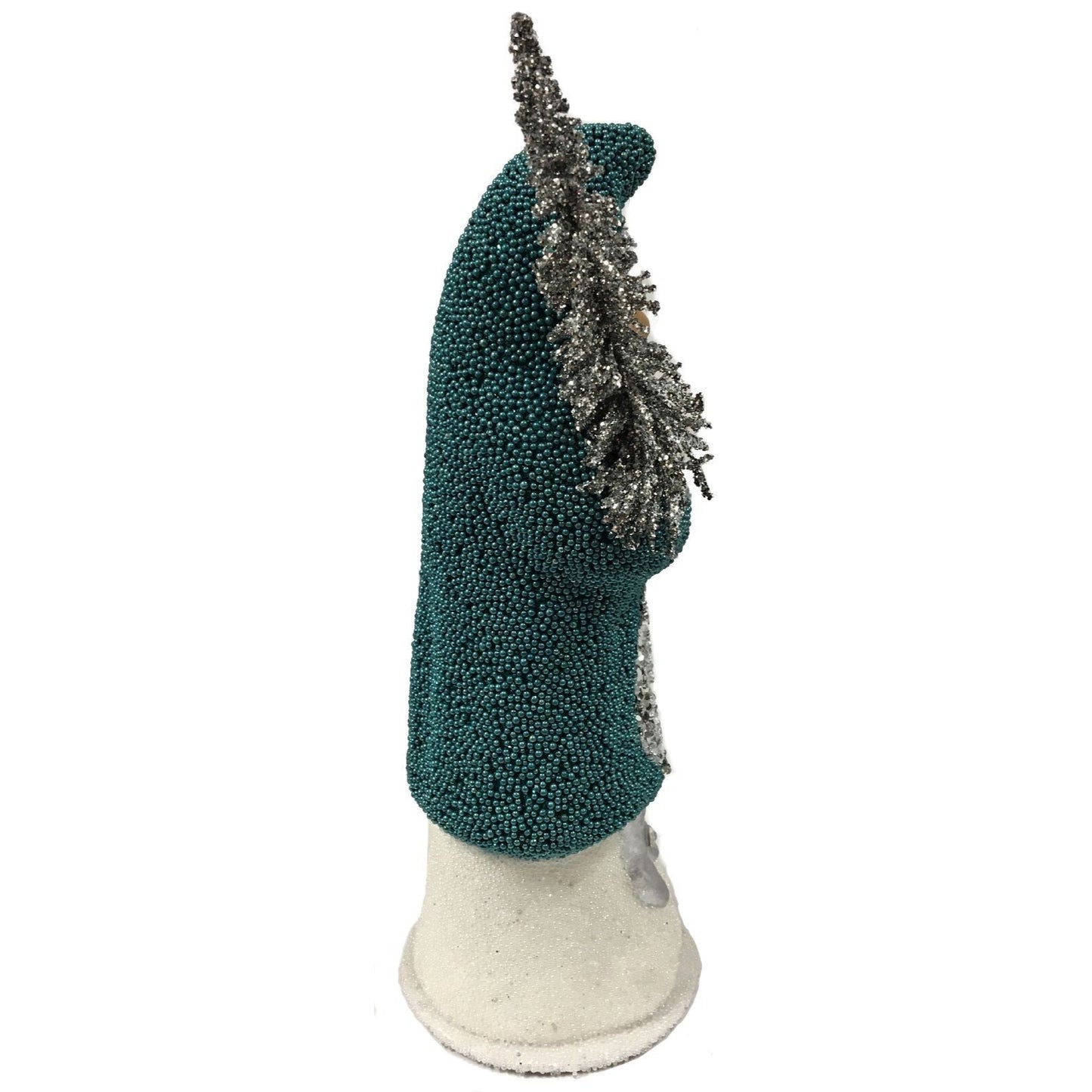 Ino Schaller Petrol Blue Beaded Santa German Paper Mache Candy Container