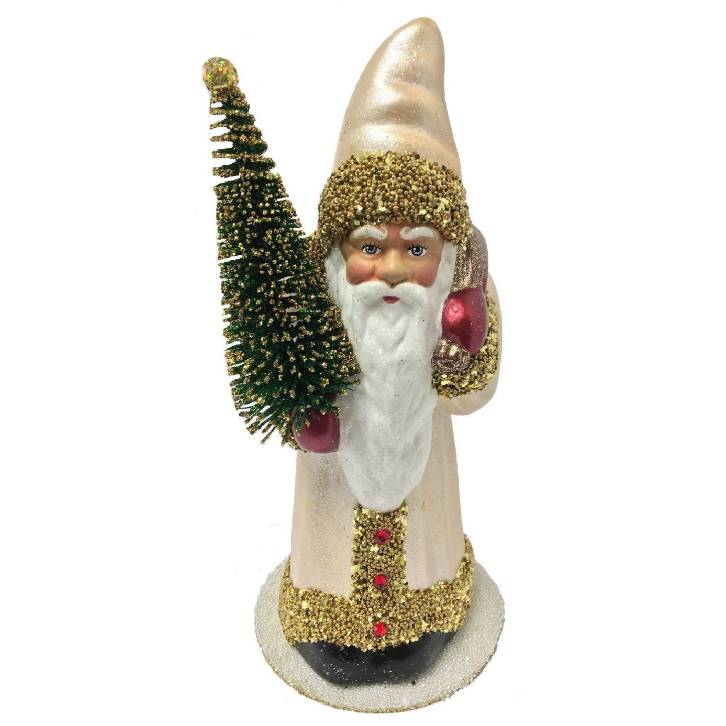 Ino Schaller Santa with Champagne Coat German Paper Mache Candy Container 10 Inch