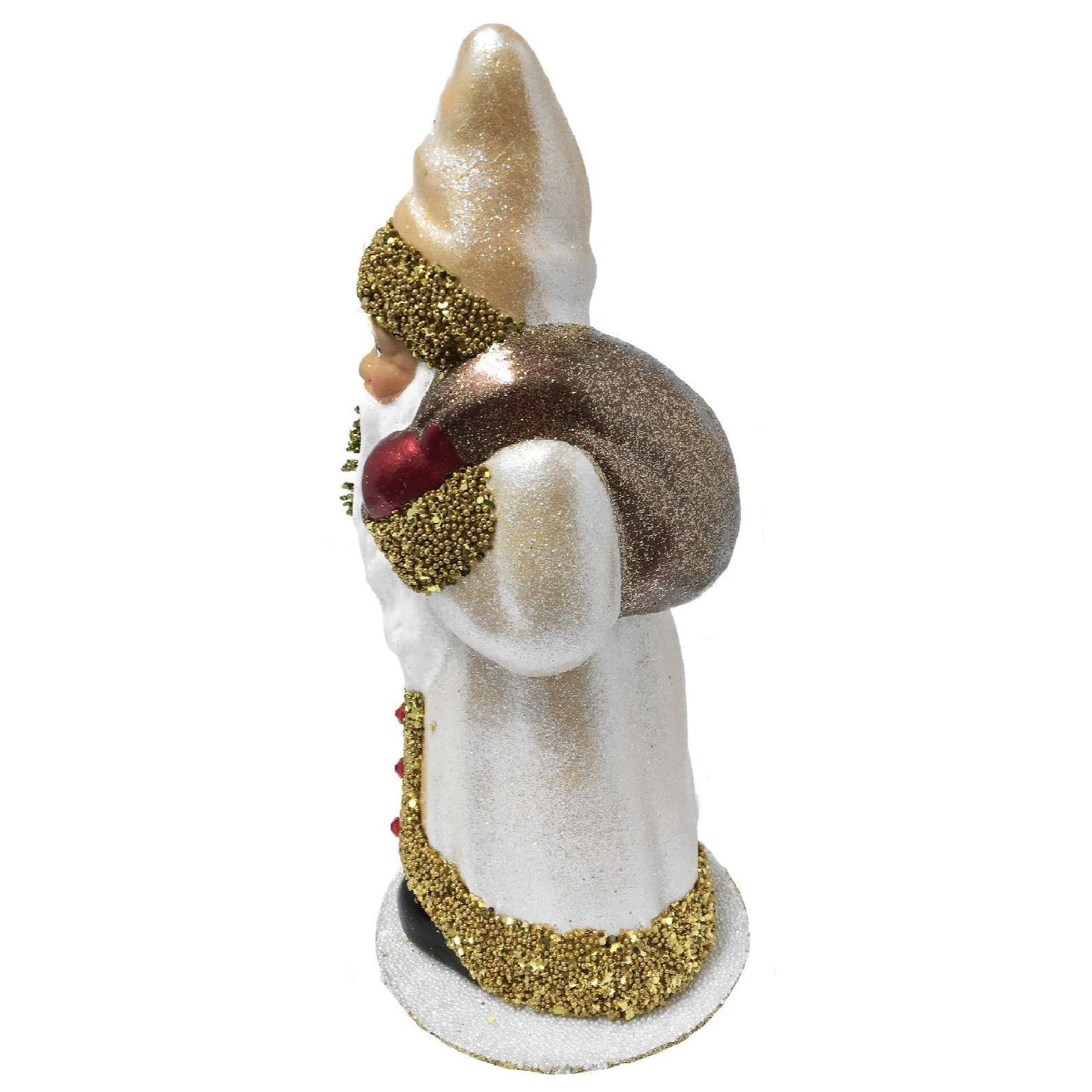 Ino Schaller Santa with Champagne Coat German Paper Mache Candy Container 10 Inch