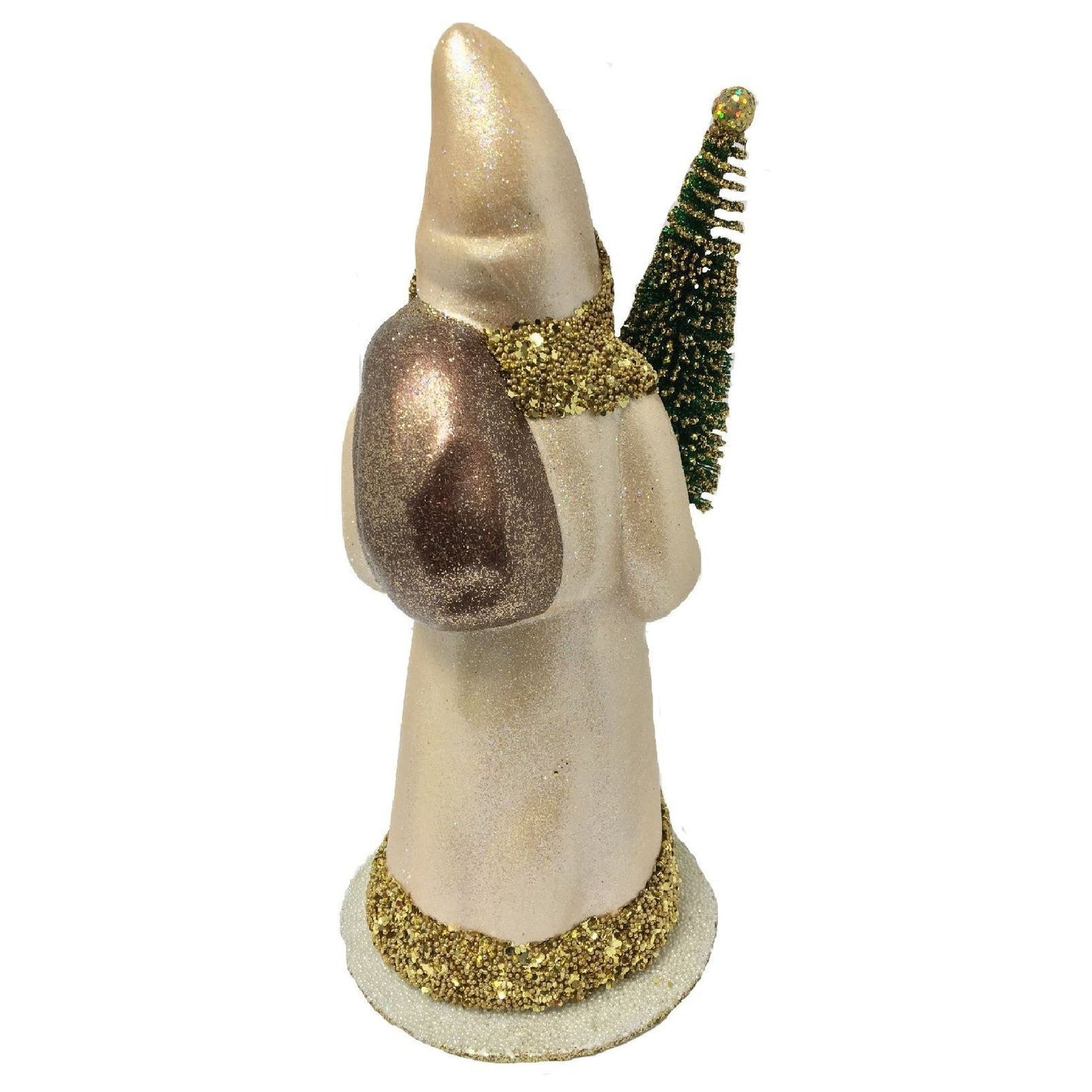 Ino Schaller Santa with Champagne Coat German Paper Mache Candy Container 10 Inch