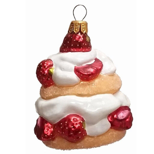 Pinnacle Peak Trading Strawberry Shortcake Dessert Polish Blown Glass Christmas Ornament Decorations