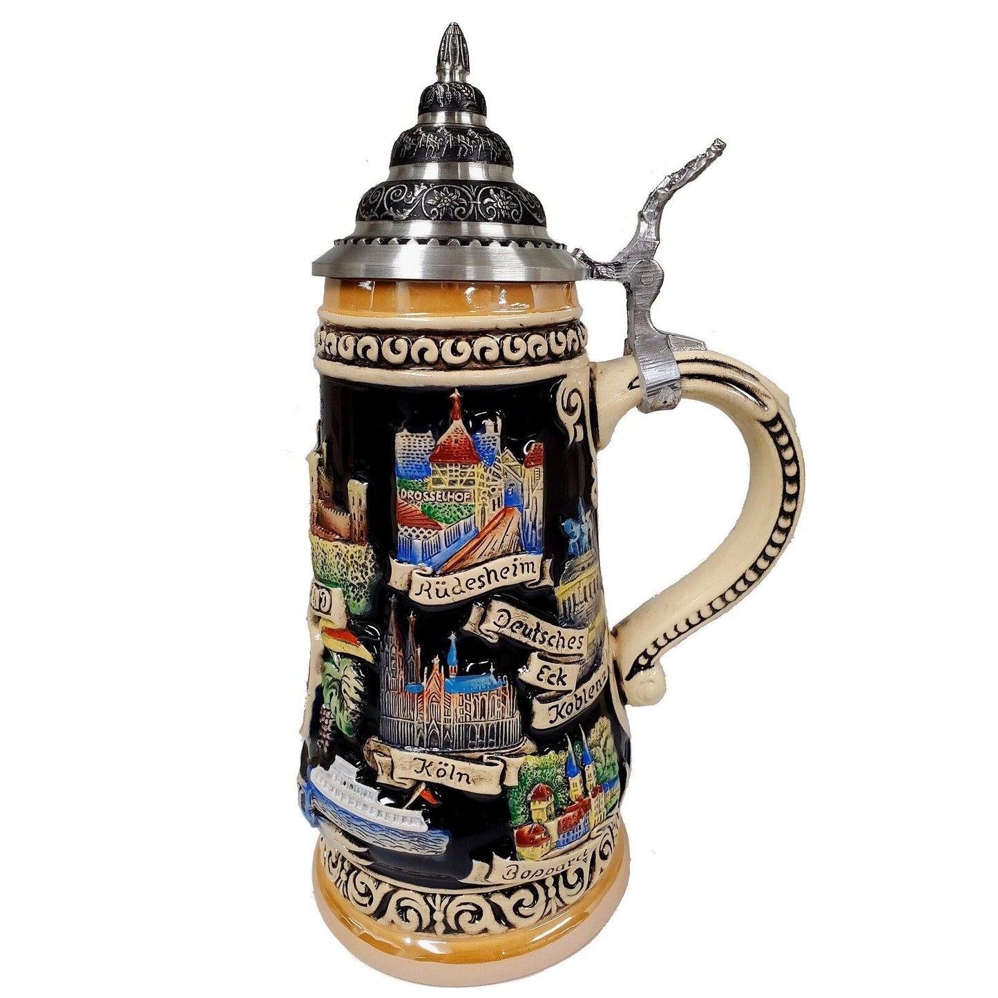 Pinnacle Peak Trading Rhine River City Panorama LE German Stoneware Beer Stein .5 L Made in Germany by King Werk