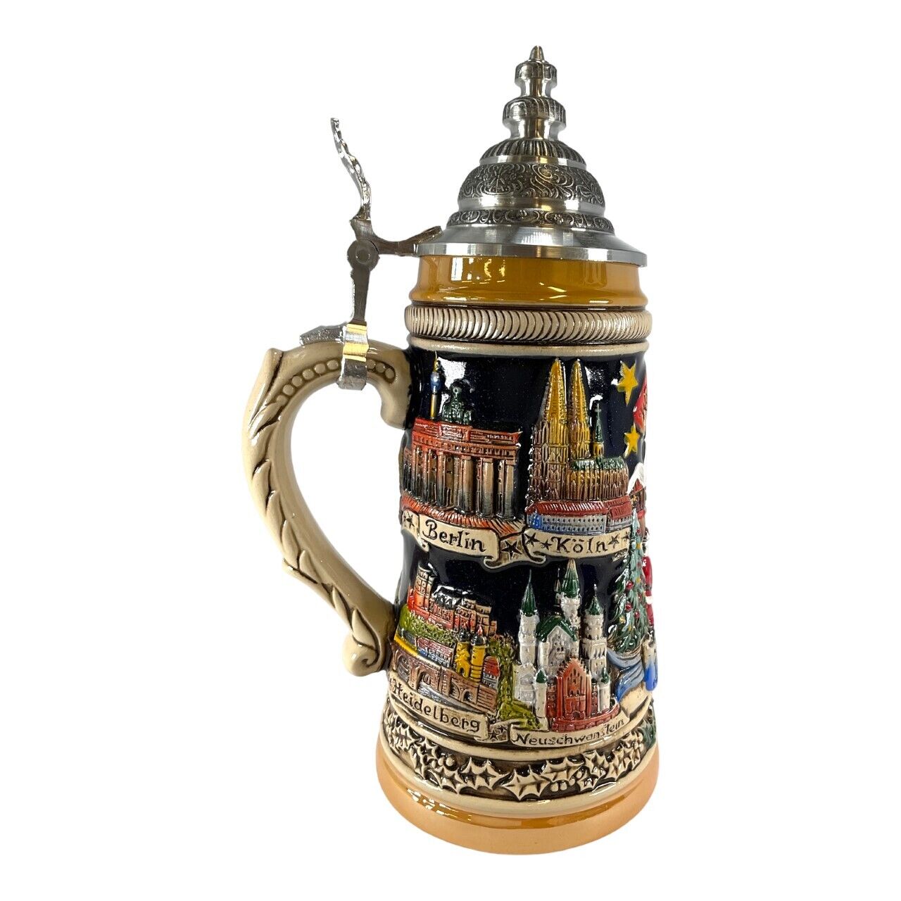 Panoramic Christmas Market German Beer Stein .75L Mug Made in Germany New