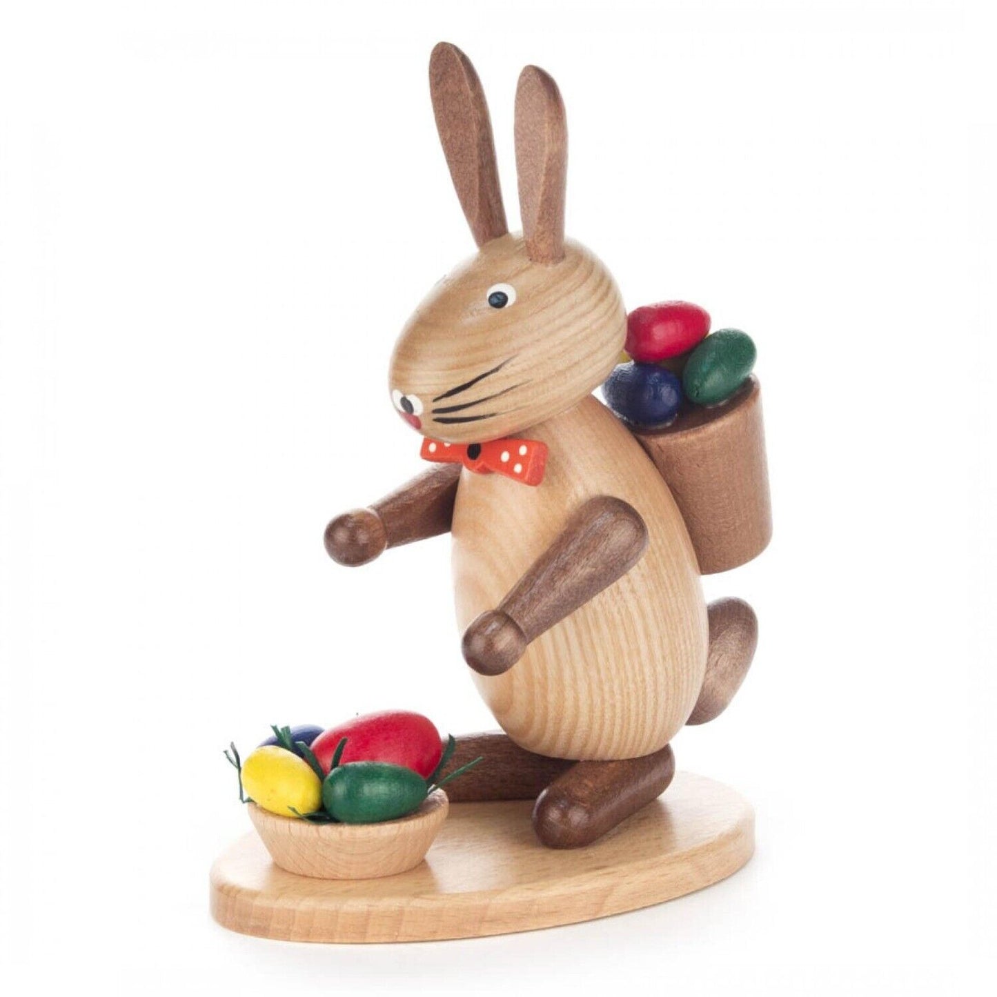 Pinnacle Peak Trading Easter Bunny Basket of Eggs German Wood Figurine 6.3 Inch