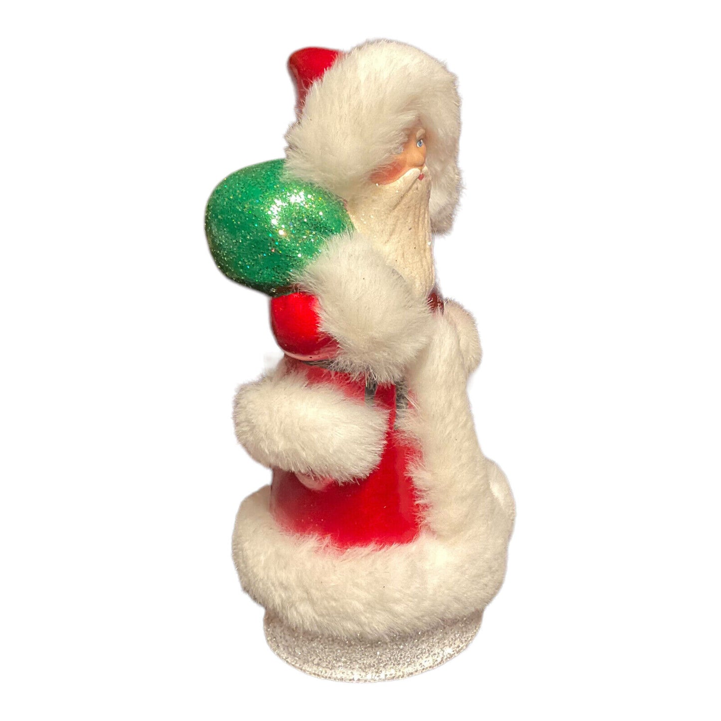 Pinnacle Peak Trading Company Ino Schaller Red Santa with White Fur Coat German Paper Mache Candy Container