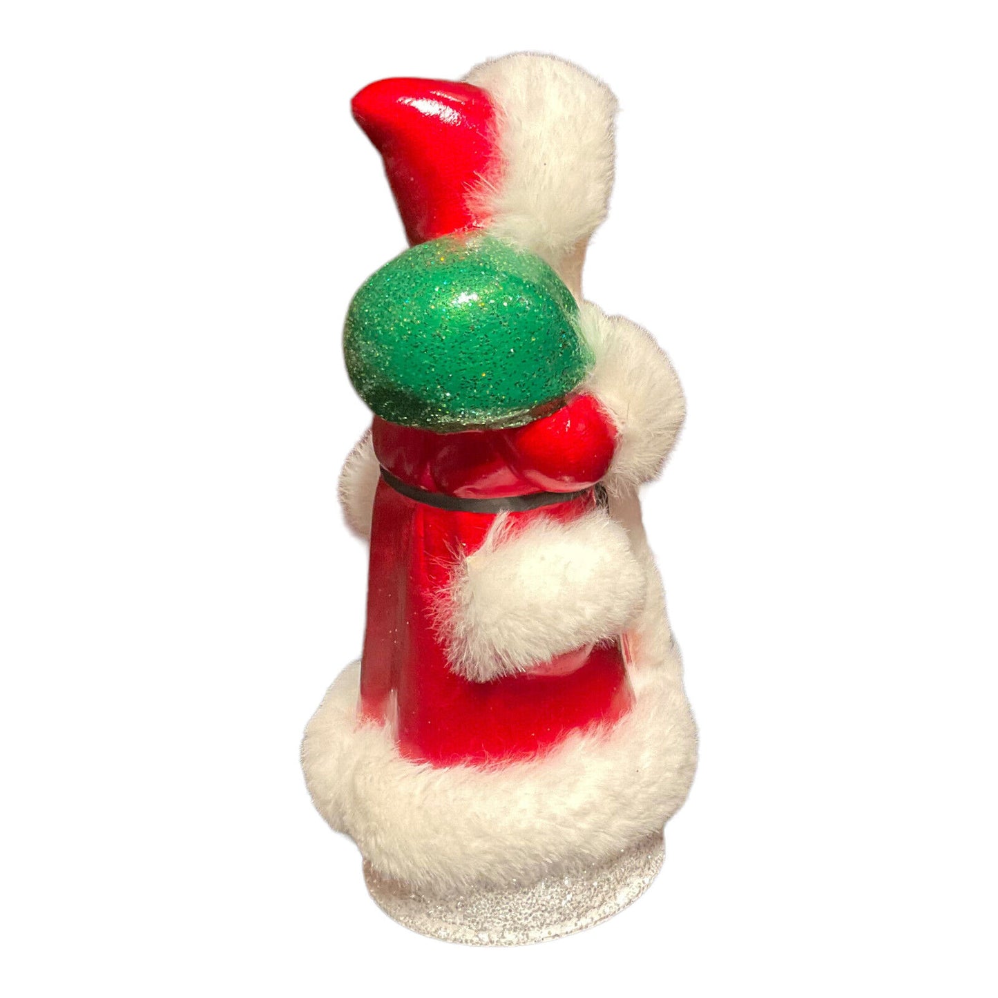 Pinnacle Peak Trading Company Ino Schaller Red Santa with White Fur Coat German Paper Mache Candy Container