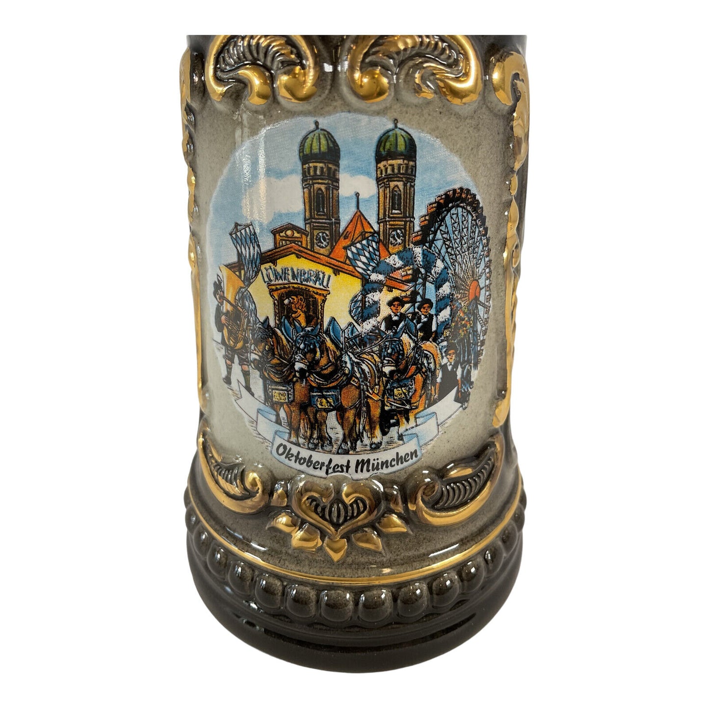 Pinnacle Peak Trading Black Oktoberfest German Beer Stein with Pewter Lid Made in Germany .125 liter