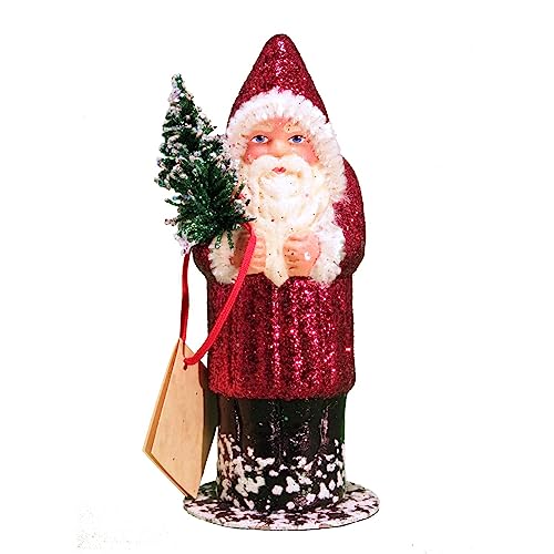 Pinnacle Peak Trading Company Ino Schaller Fuschia Glitter Santa Paper Mache