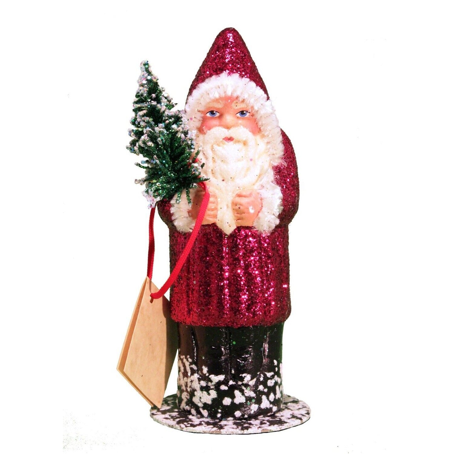 Pinnacle Peak Trading Company Ino Schaller Fuschia Glitter Santa Paper Mache