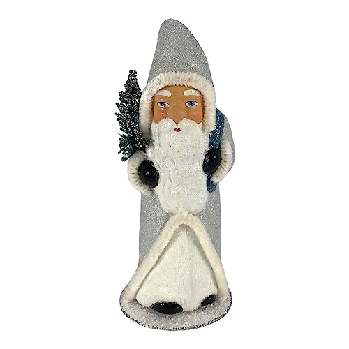 Pinnacle Peak Trading Company Ino Schaller Blue Santa with Silver Bag Paper Mache