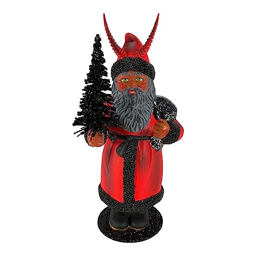 Pinnacle Peak Trading Company Ino Schaller Red Coat Krampus with Large Horns Paper Mache