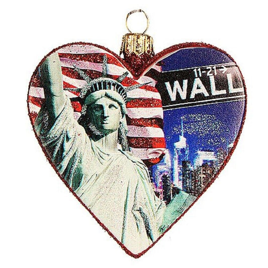 Wall Street Heart New York Polish Glass Christmas Tree Ornament NYC Travel USA