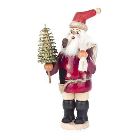 Pinnacle Peak Trading Santa Claus with Bag and Tree German Wood Christmas Incense Smoker 10 Inch