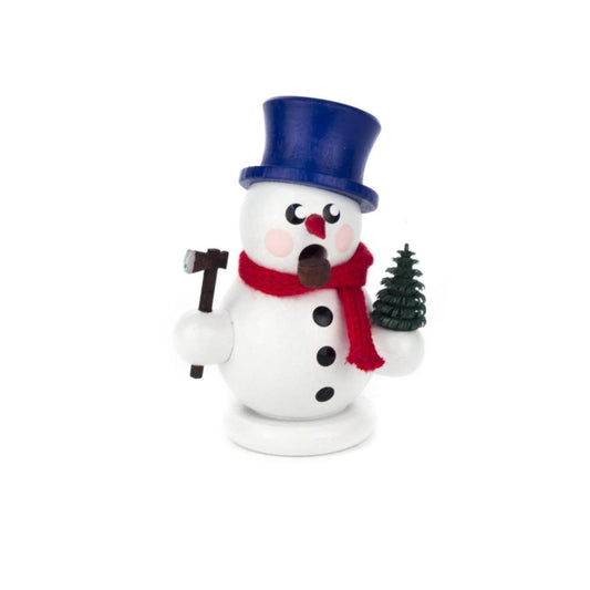 Pinnacle Peak Trading Snowman with Tree Miniature German Wood Christmas Incense Smoker Mini 3 Inch