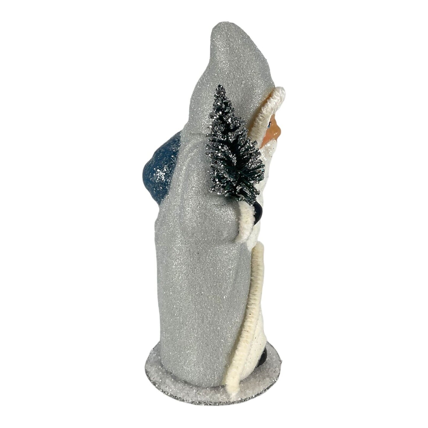 Pinnacle Peak Trading Company Ino Schaller Blue Santa with Silver Bag Paper Mache