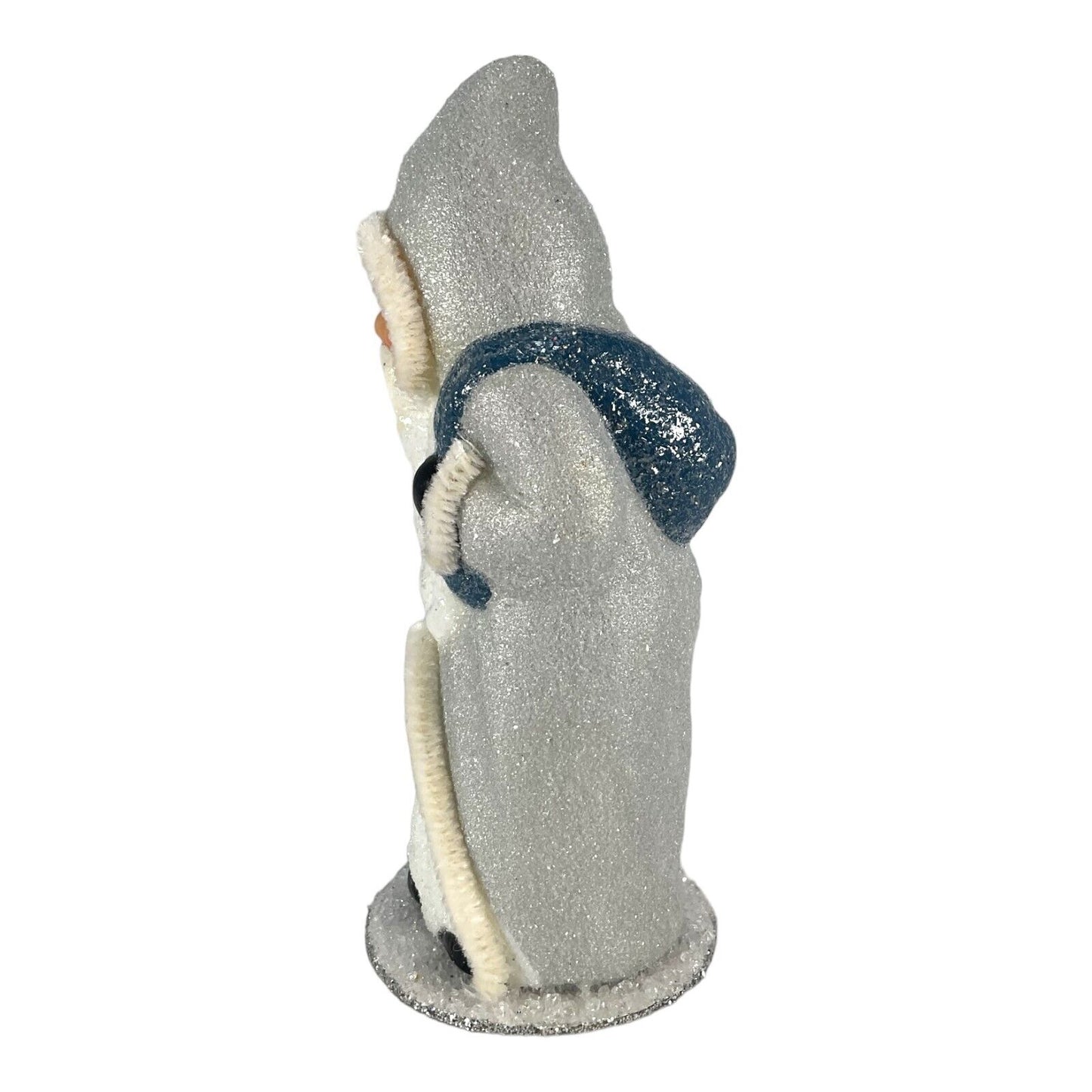 Pinnacle Peak Trading Company Ino Schaller Blue Santa with Silver Bag Paper Mache