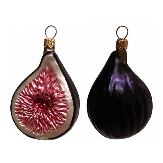 Pinnacle Peak Trading Slice of Fig Fruit Polish Blown Glass Christmas Ornament Set of 2
