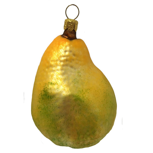 Pinnacle Peak Trading Yellow Pear Polish Glass Christmas Tree Ornament Fruit Food Decoration Poland