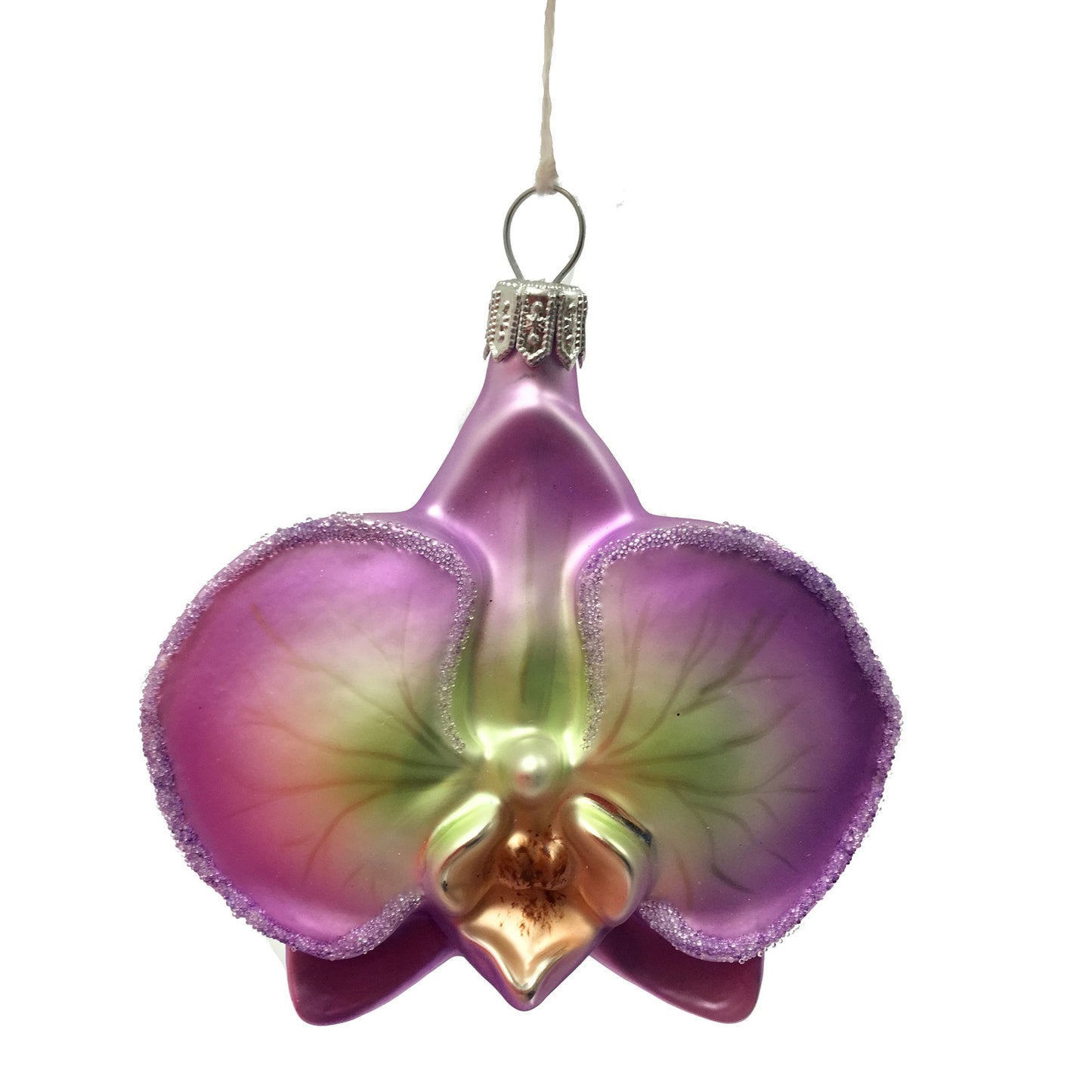 Phalenopsis Moth Orchid Flower Polish Glass Christmas Tree Ornament Decoration