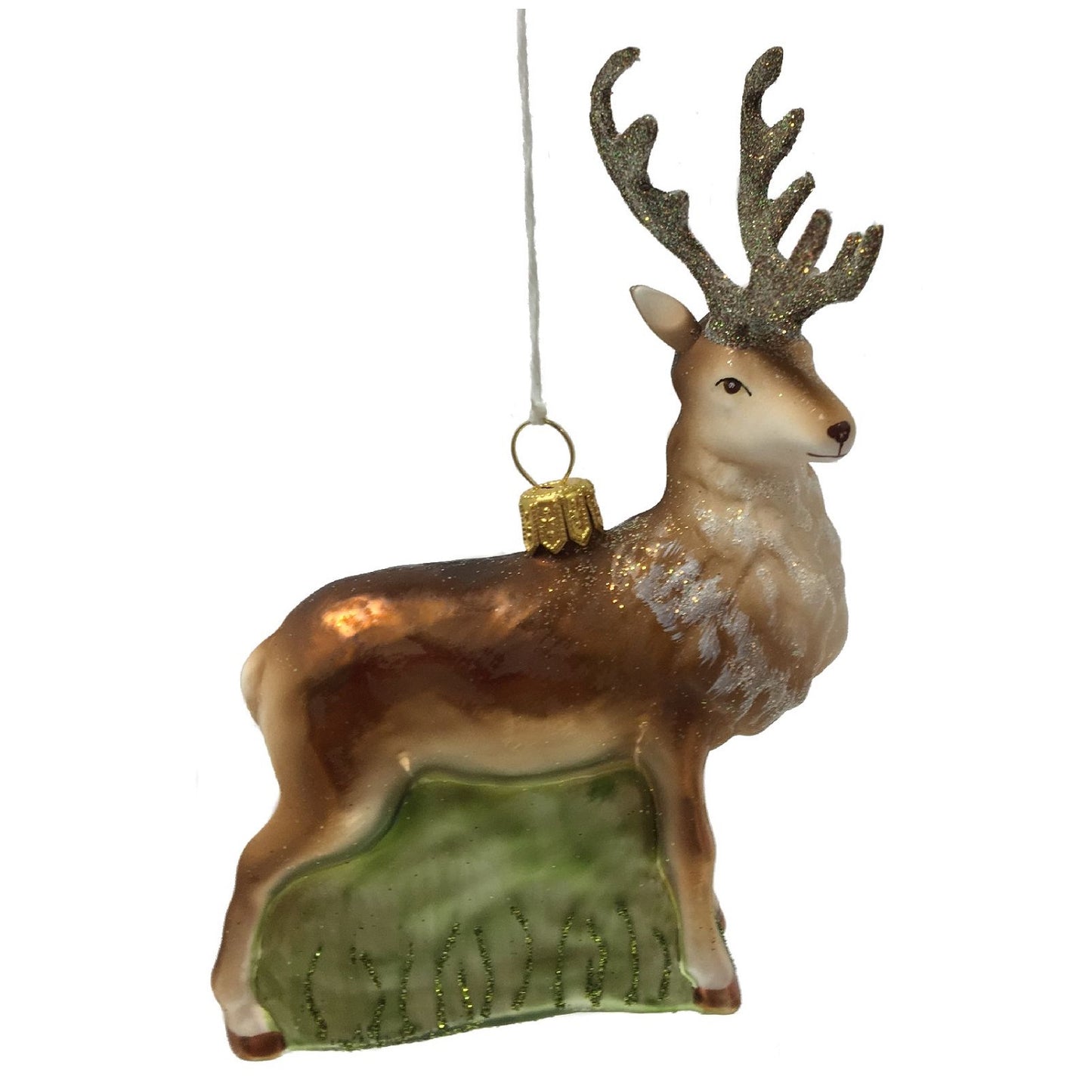 Male Buck Deer with Antlers Polish Glass Christmas Tree Ornament Wildlife Animal