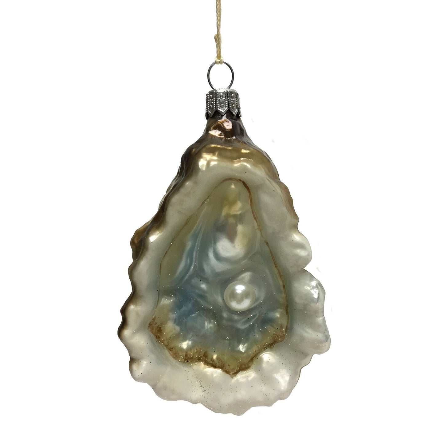 Pinnacle Peak Trading Oyster with Pearl Polish Glass Christmas Tree Ornament Food Decoration Poland