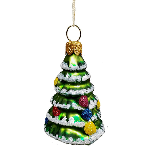 Miniature Decorated Christmas Tree Polish Glass Ornament Mini Made in Poland