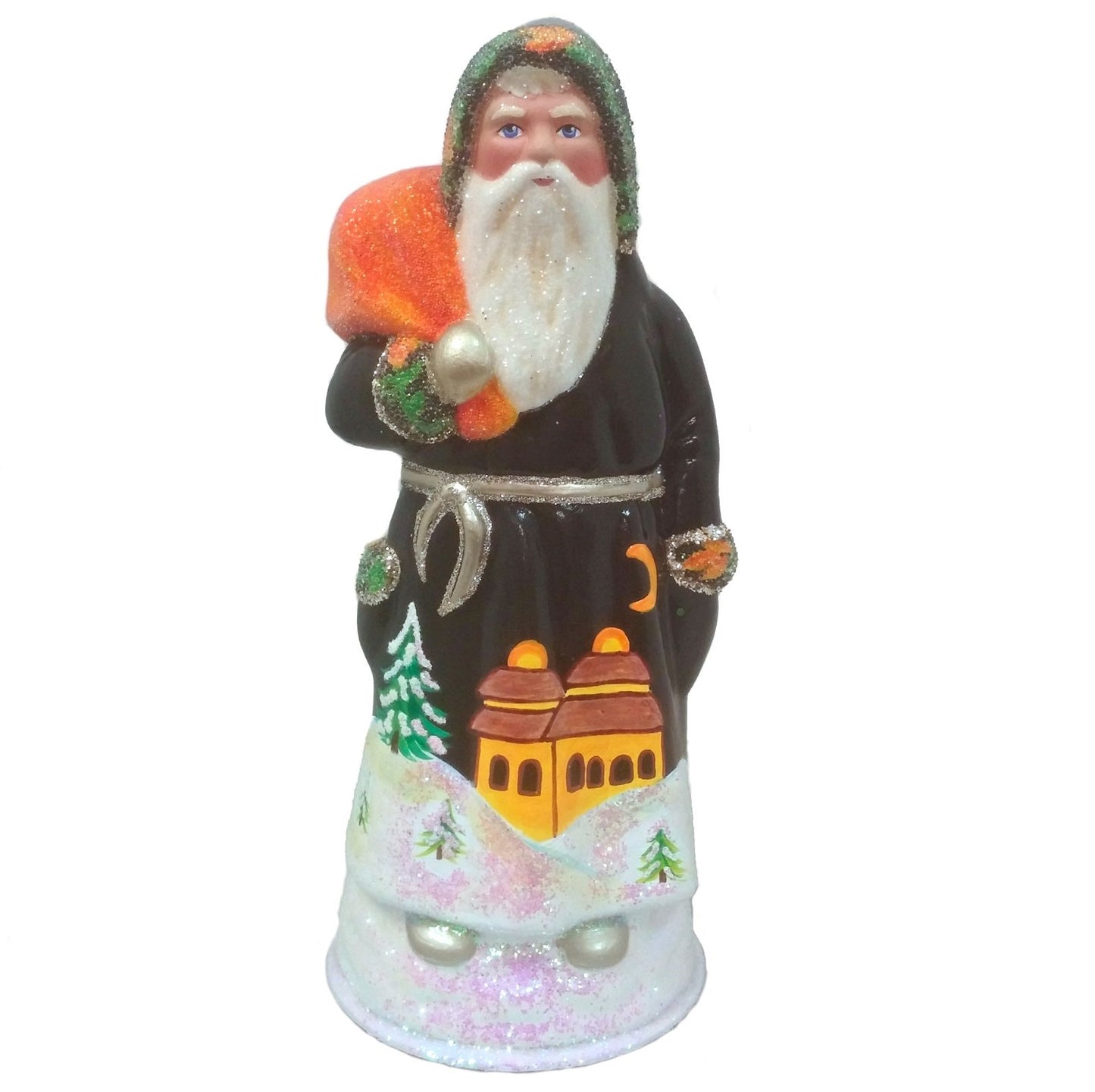 Ino Schaller Black Russian Winter Scene Santa German Paper Mache Candy Container