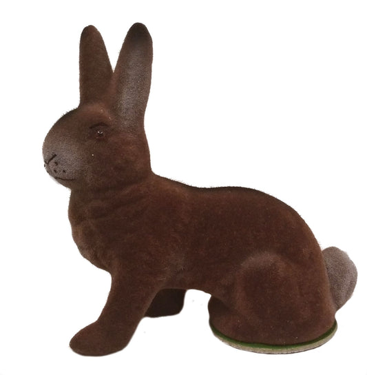 Ino Schaller Brown Flocked Sitting Bunny Rabbit German Easter Paper Mache