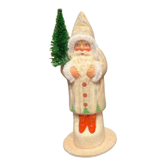 Ino Schaller Vintage Style Decor Santa German Paper Mache Candy Container 6.25 Inch