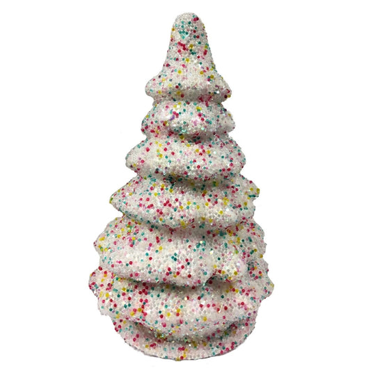 Ino Schaller Medium Sugarbead Christmas Tree German Paper Mache Candy Container 7.25 Inch