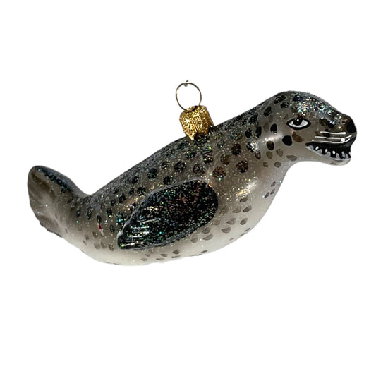 Pinnacle Peak Trading Leopard Seal Polish Glass Christmas Tree Ornament Animal Decoration