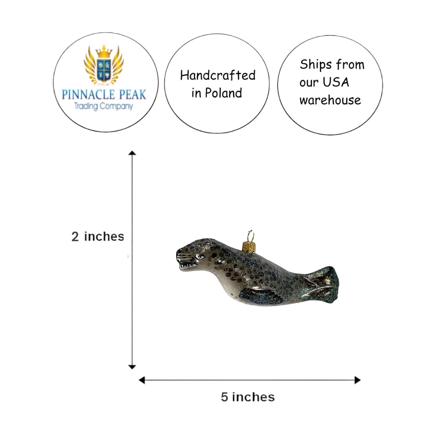 Pinnacle Peak Trading Leopard Seal Polish Glass Christmas Tree Ornament Animal Decoration