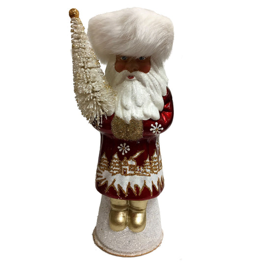 Ino Schaller Red Russian Santa Winter Scene German Paper Mache Candy Container