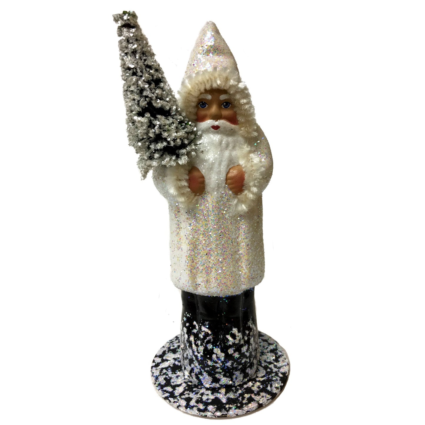 Ino Schaller Iridescent White Coat Santa German Paper Mache Candy Container