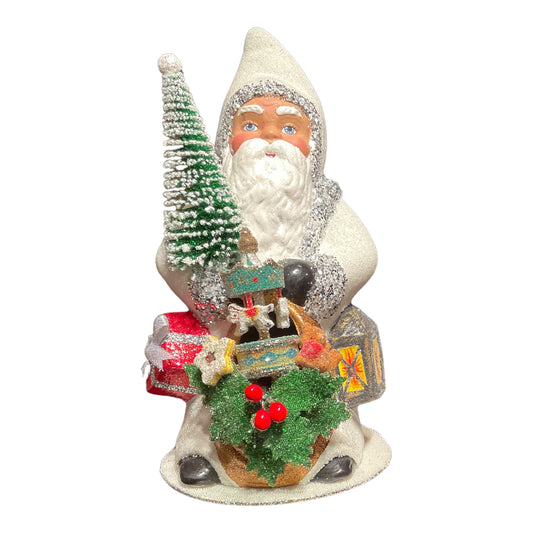 Ino Schaller Large Red Santa with Winter Scene and Toys German Paper Mache