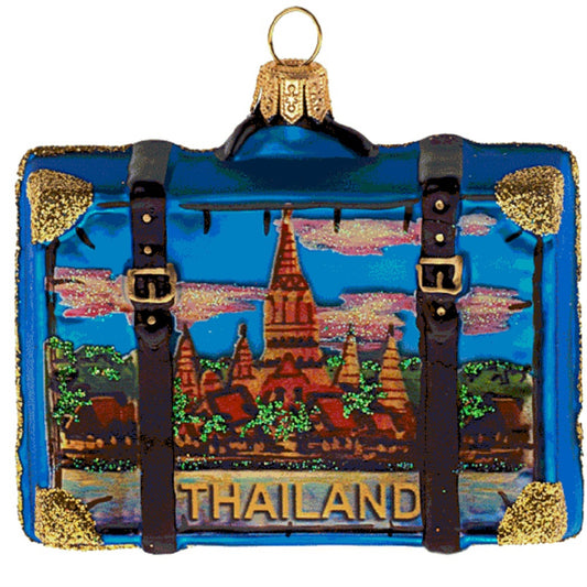 Thailand Travel Suitcase Polish Glass Christmas Ornament ONE Tree Decoration New