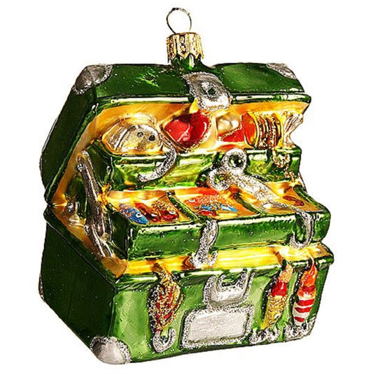 Fishing Tackle Box Polish Glass Christmas Tree Ornament Hooks Lures Decoration