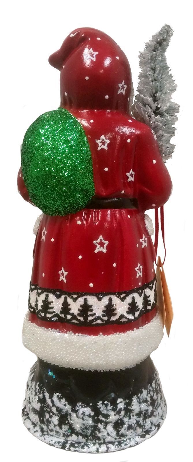 Ino Schaller Red Star and Forest Scene Santa German Paper Mache Candy Container