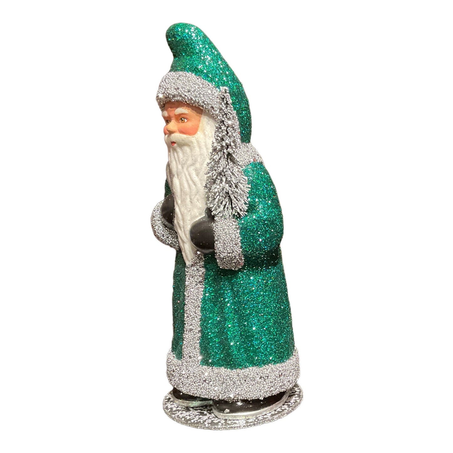 Ino Schaller Emerald Evergreen Santa German Paper Mache Candy Container